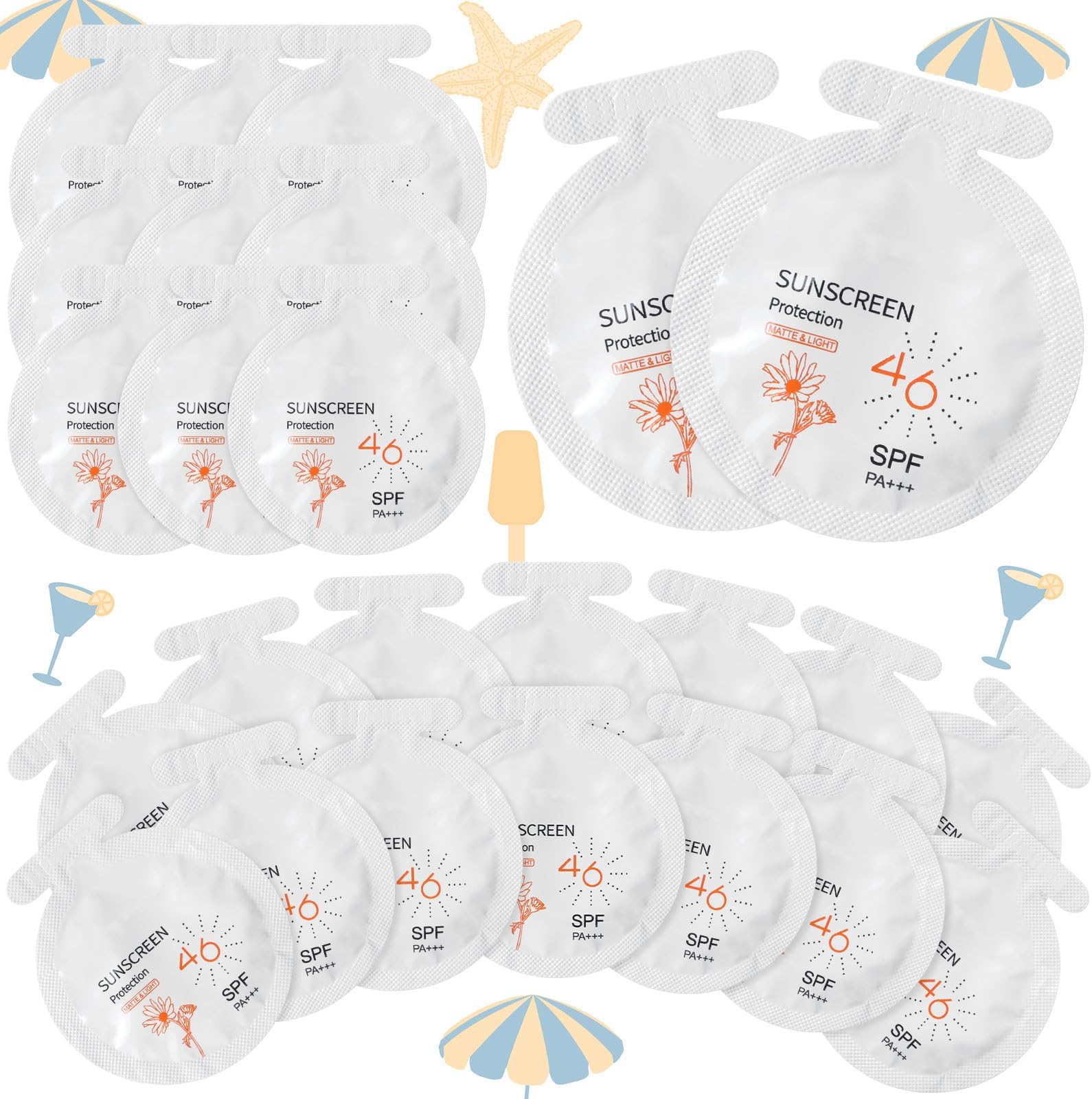 150 Pcs Sunscreen Bulk Mini Travel Size Sunscreen Packets SPF 46+ Summer Party Gifts for Women Girl