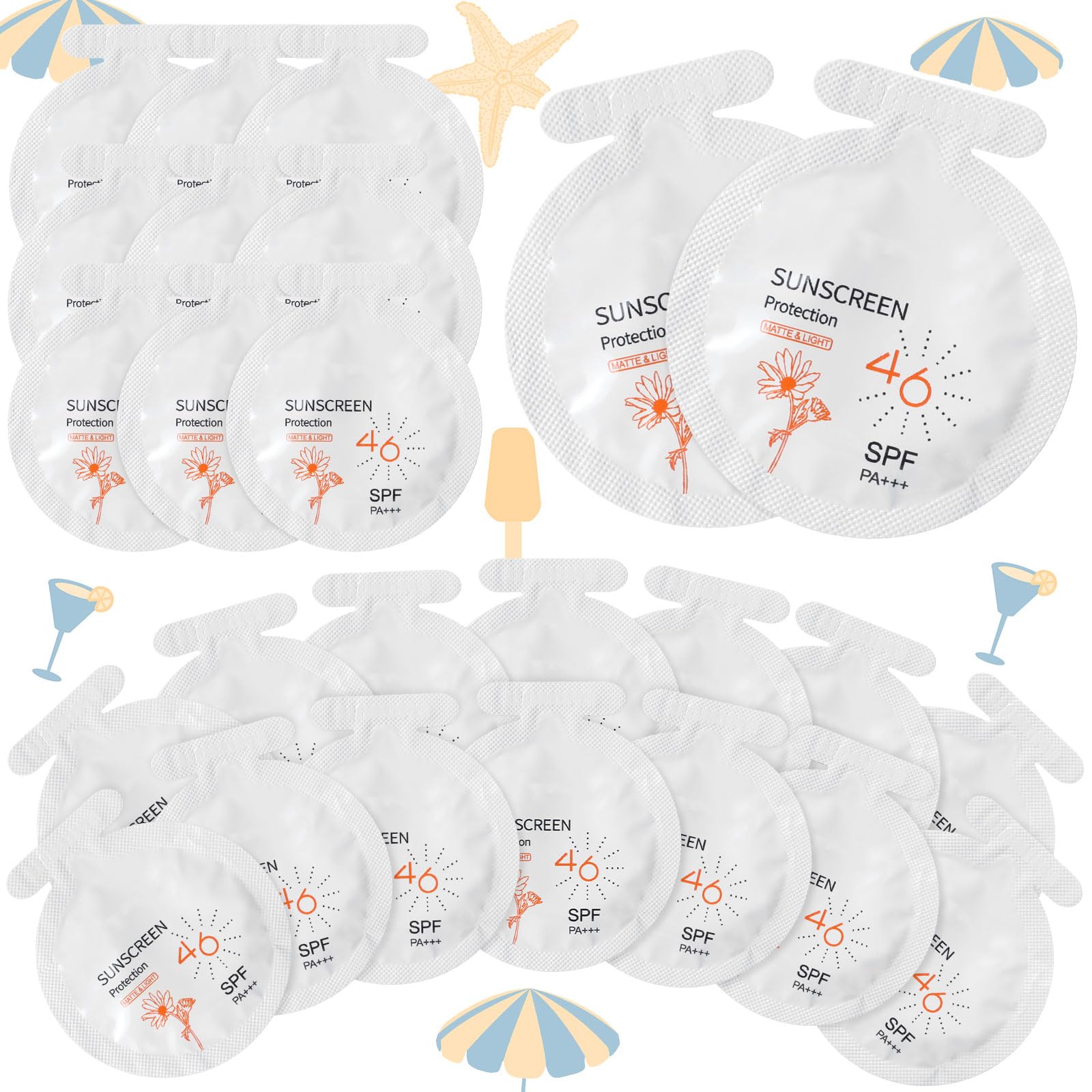 150 Pcs Sunscreen Bulk Mini Travel Size Sunscreen Packets SPF 46+ Summer Party Gifts for Women Girl