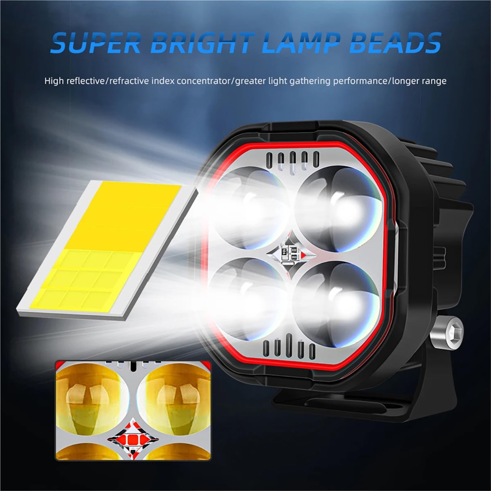 Pomocnicze Reflektory Motocyklowe 2-calowy reflektor motocyklowy 30 W, superjasny reflektor, podwójny projektor, lampa robocza do jazdy samochodem ciężarowym ATV reflektory przednie(2Pcs)