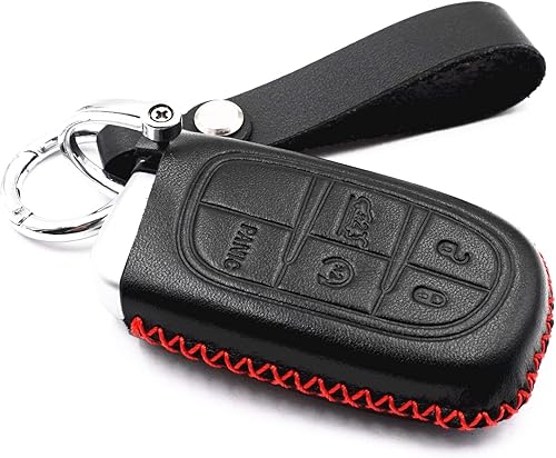 Miniatura 8 de Funda de cuero con 5 botones para Dodge Journey Durango Challenger Charger Jeep Grand Cherokee Chrysler 300 (rojo)
