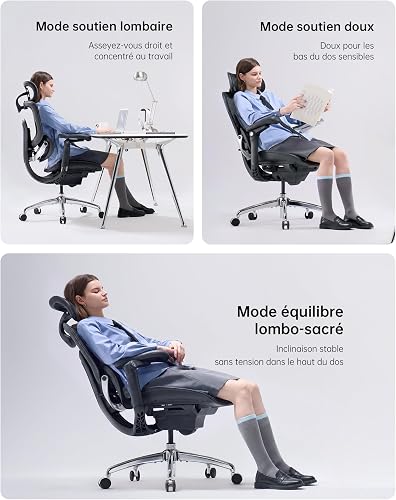 SIHOO Doro C300 V2 Ergonomic Office Chair, Mesh Desk Chair with 8D Armrests & Rotating Lumbar Support, Breathable Computer Chair with 3D Headrest, Seat Depth Adjustment & Tilt for Home Office - 5