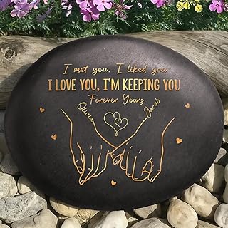 Rock, Personalized Anniversary Wedding Gifts for Husband and Wife, Him and Her, Hand in Hand Come What May, Happy Anniversary Rock Gifts for Couple, Unique Stone Gift
