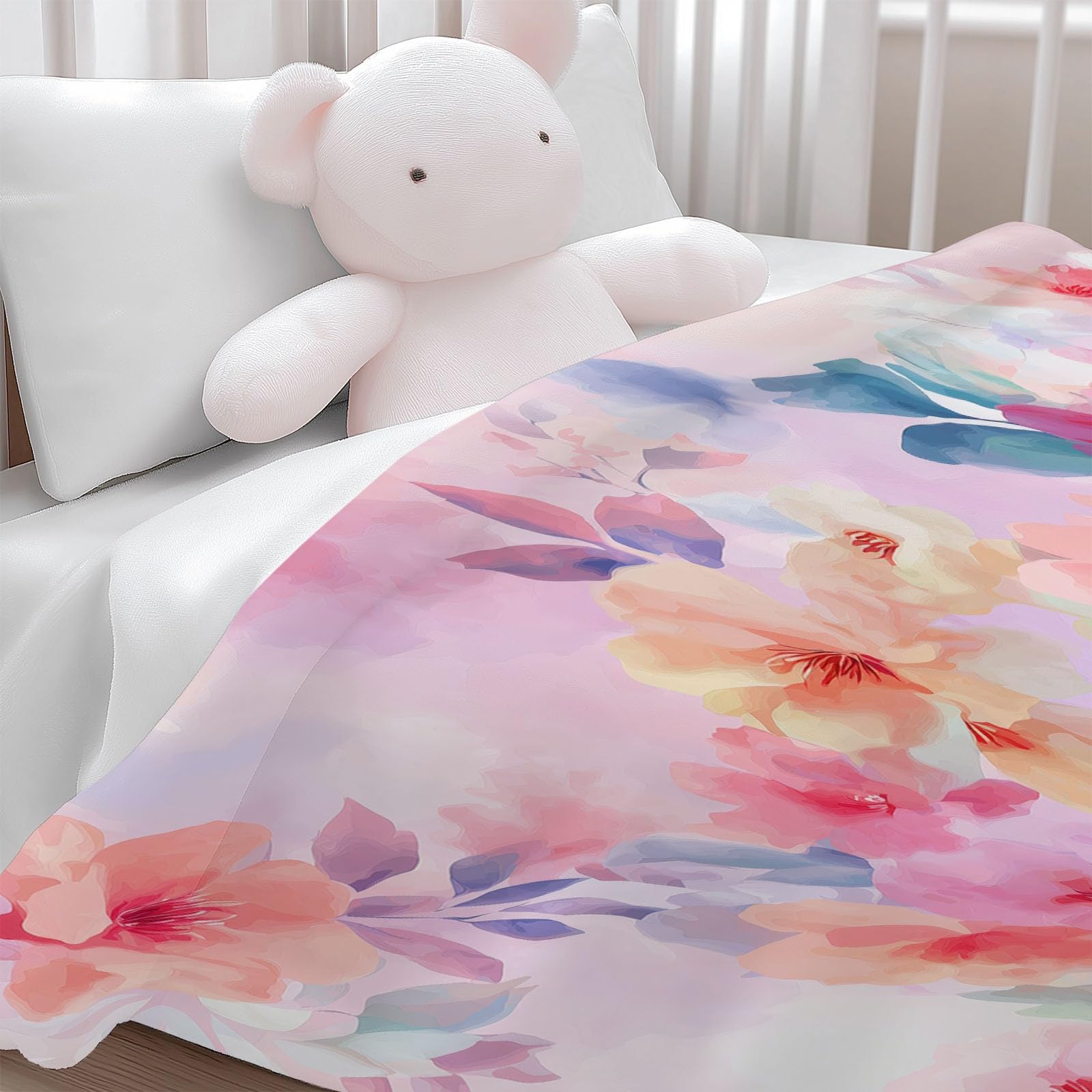 Acuarela Traumblumen Kuscheldecke Kinder Sherpa Manta cálida para el salón, suave y mullida, manta de forro polar, como funda de sofá, manta de sofá, colcha, color rosa, 150 x 200 cm