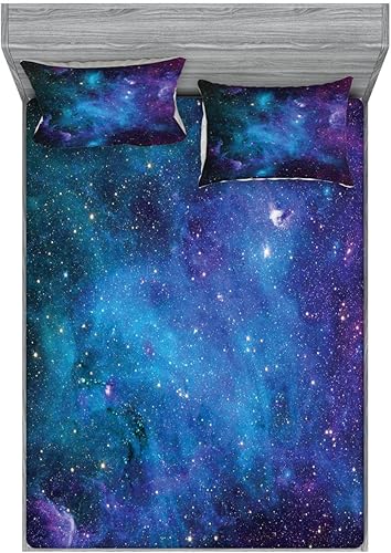 Miniatura 175 de Ambesonne - Juego de sábanas bajeras y fundas de almohada, diseño clásico botánico, plantas de jardín vintage, juego de 3 piezas con estampado