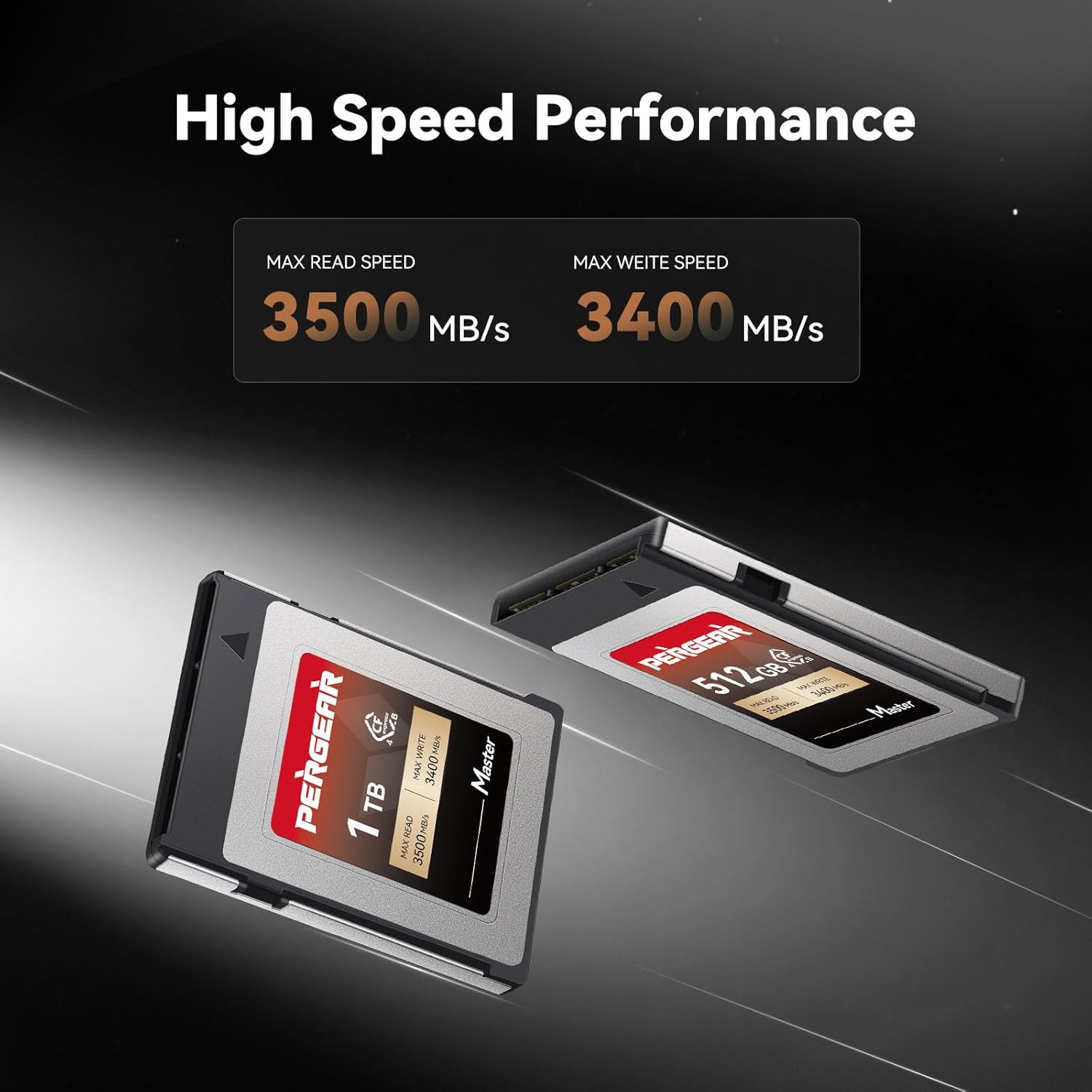 PERGEAR 512GB Cfexpress 4.0 Type B Memory Card(Master Series),3500MB/s Write Speed & 3400MB/s Read Speed,8k RAW Video Recording & Photo,Compatible with C500 Mark III,1DX Mark III;Z6,Z7II,Z9,D850;DC-S1