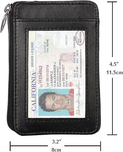 Miniatura 3 de Mini billetera minimalista segura con bloqueo RFID y funda RFID de cuero genuino con bolsillo frontal