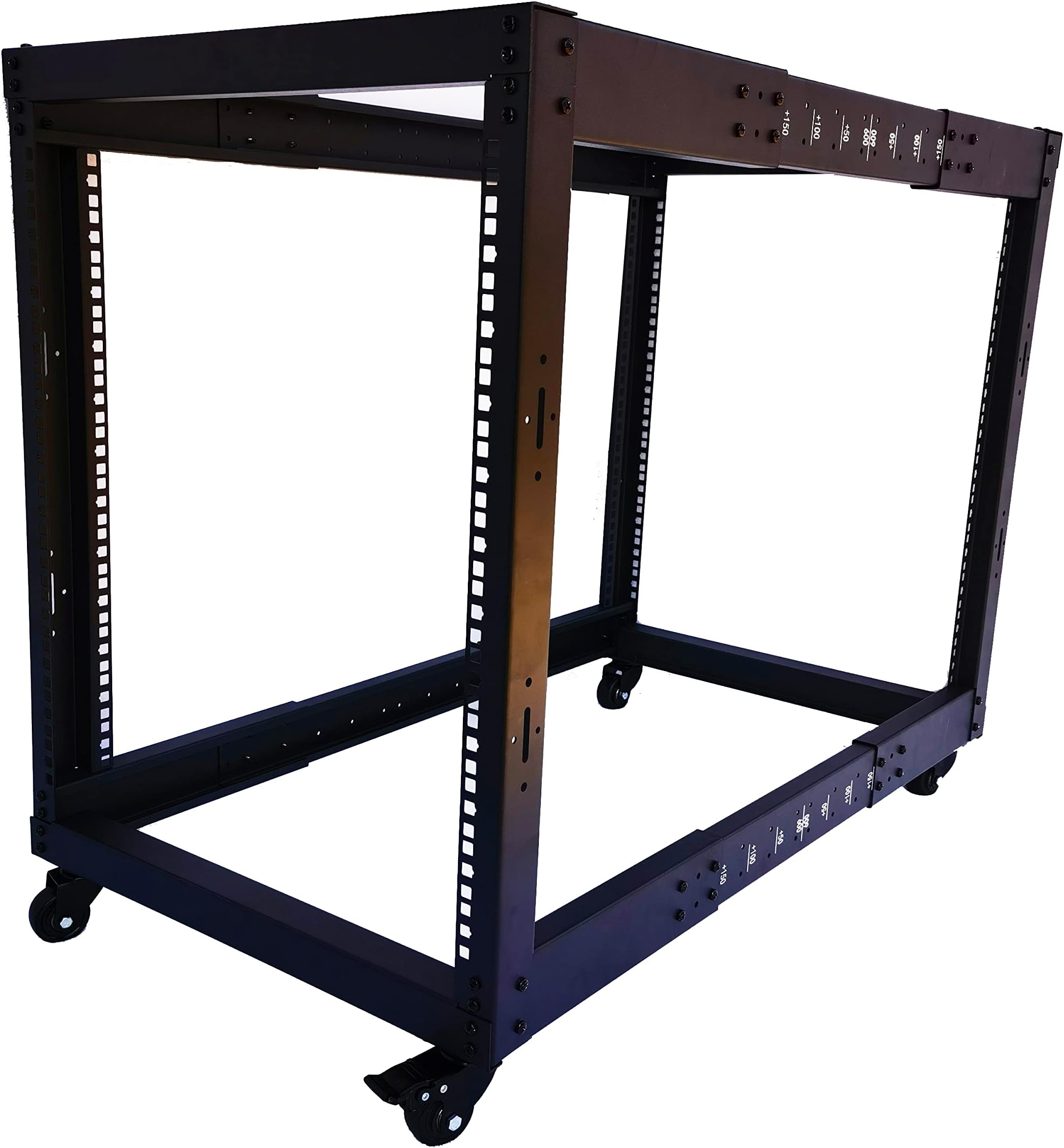 DEONG Server Rack, Retractable 12U Standing Open Frame Rack with Wheels,19-inch 4 Post Quick Assembly Heavy Duty Cold Rolled Steel for Servers & AV Gear