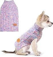 Vista 12 de BEAUTYZOO Suéter para perro pequeño - Cuello alto, suéter clásico de punto trenzado, abrigo de invierno suave, ropa para clima frío para perros