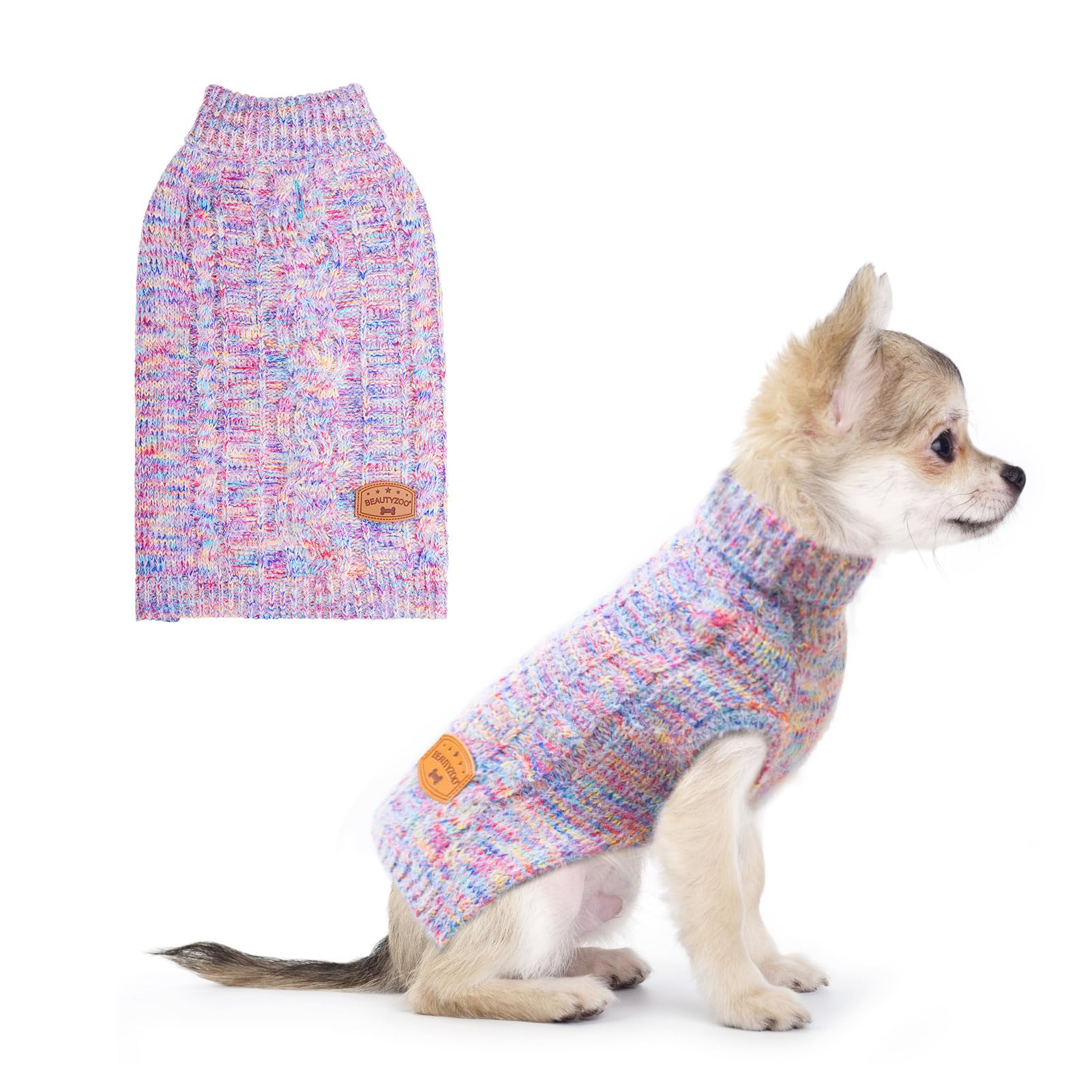 Pull à col roulé pour petit chien BEAUTYZOO XXS tricot rose contre le froid