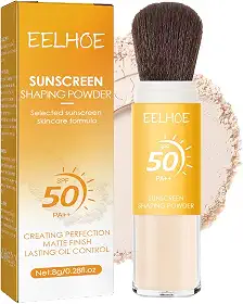 Dulele Pó protetor solar, pó facial solto com acabamento fosco mineral, FPS 50, natural, translúcido, controle de óleo, minimiza linhas finas e poros