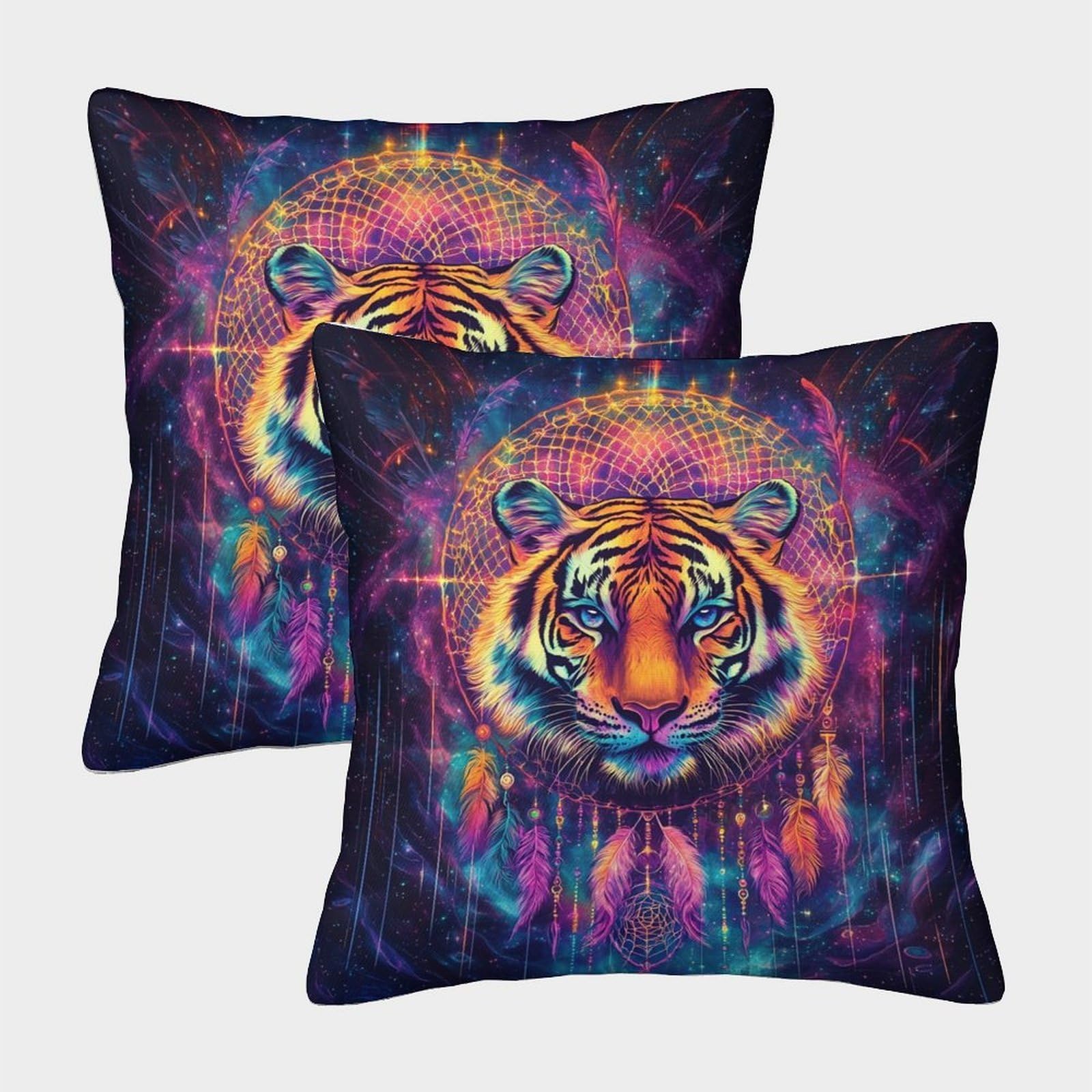 QFVANSIYO Vivid Tiger 3D Printed Microfiber Pillowcase Bedroom Decor Wild Tiger Pillow Cover Soft Breathable for Adults Youth 40x40cm