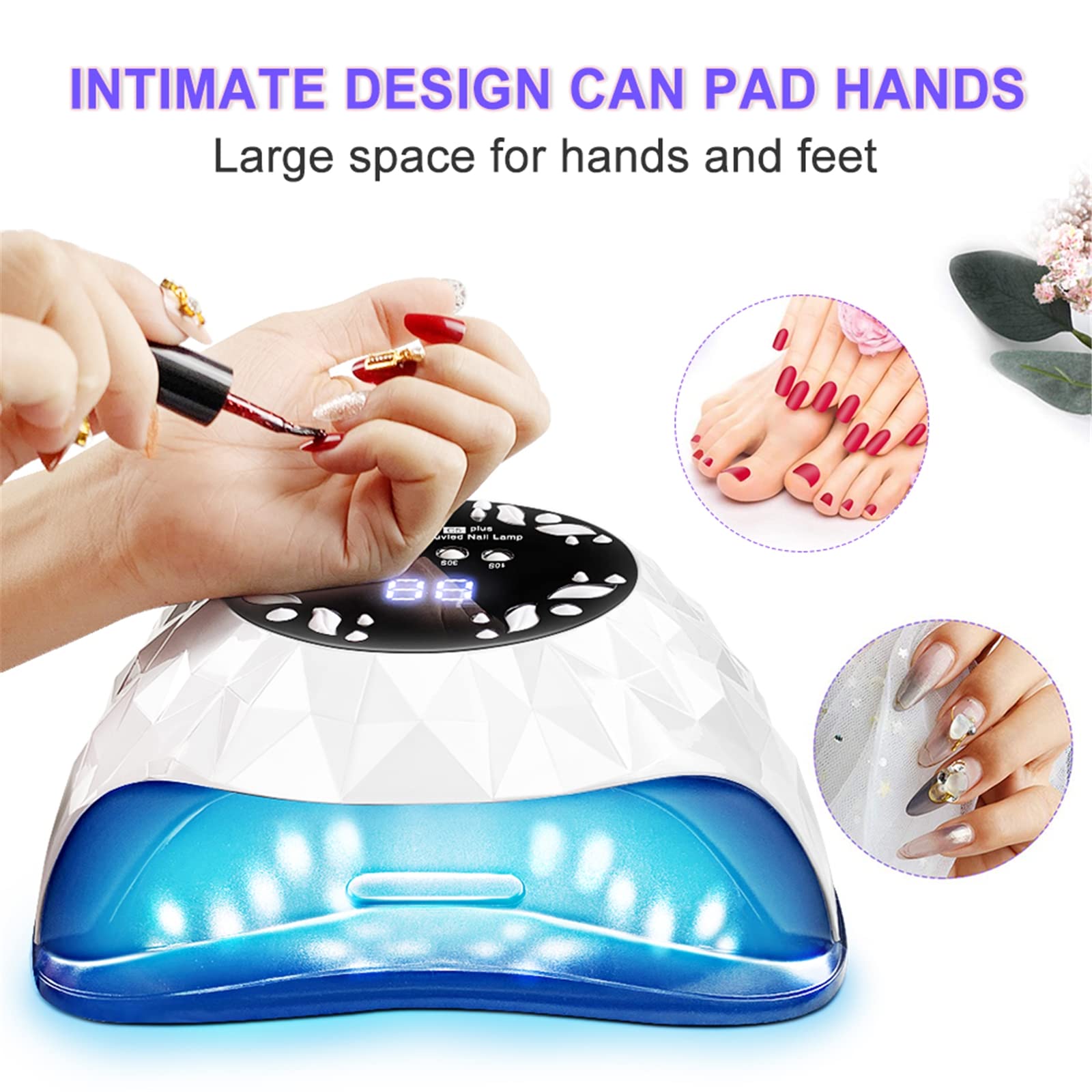 ZYC Lampada a LED 216W Lampada per Unghie per Unghie per Tutte Le ceramiche in Gel Polish Fast Curing con 4 Timer Grande Spazio Spazio Sensore Automatico Unghie