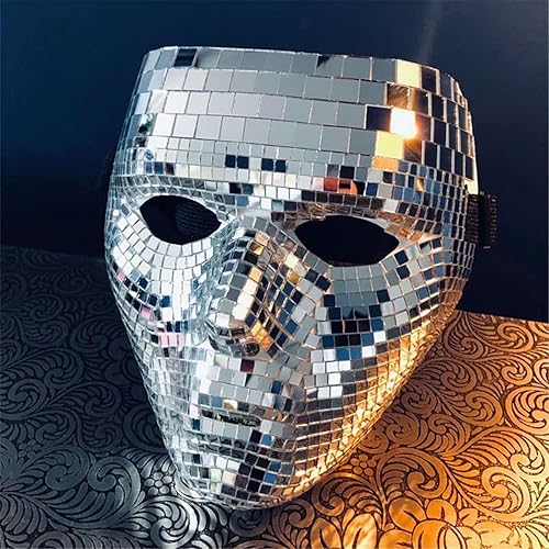 Miniatura 3 de Shop Love Máscara facial con purpurina de bola de discoteca, máscara musical con purpurina para adultos, máscaras anónimas geniales para fiestas de