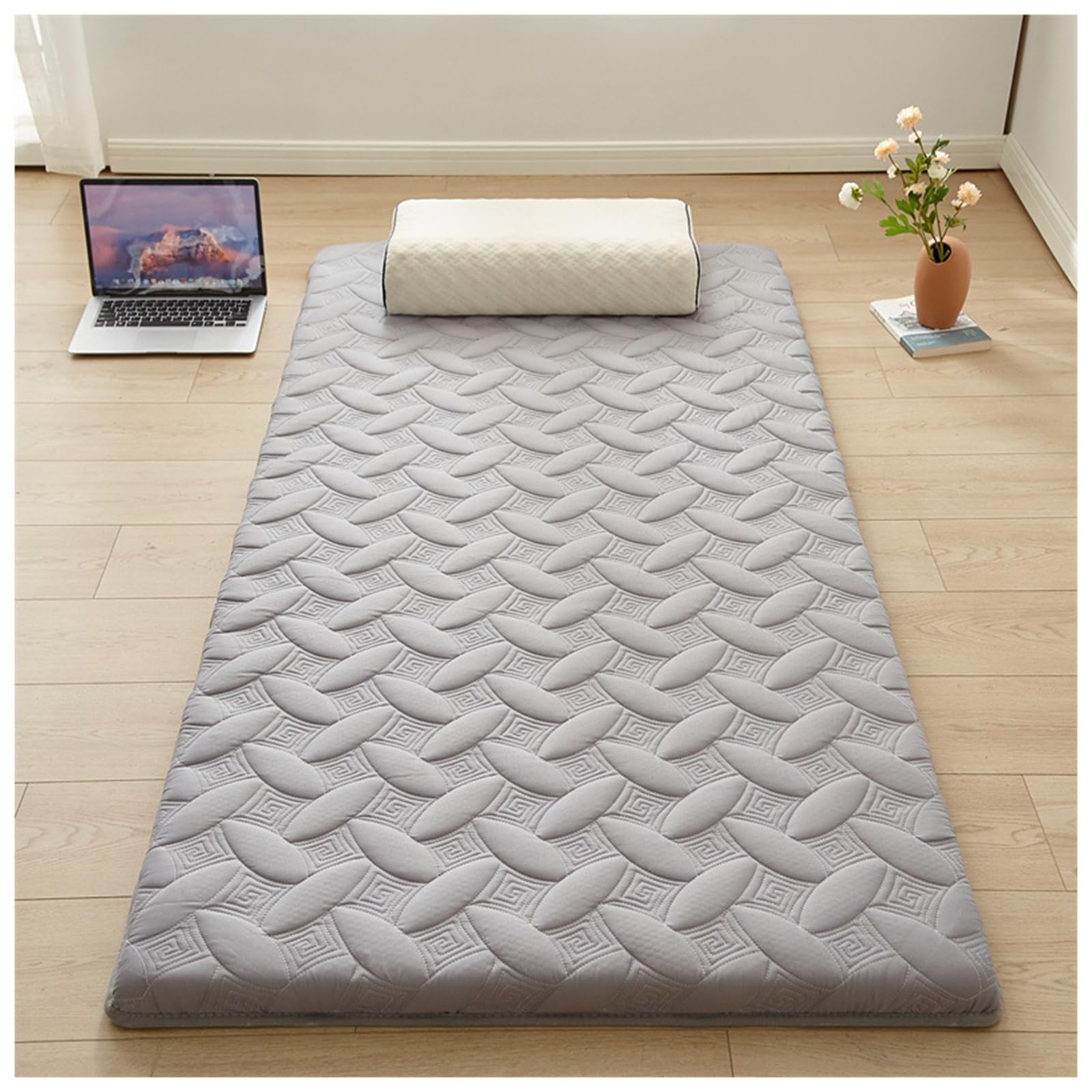 Futon-Matratze – leichte, faltbare Bodenbettunterlage mit dicker Kissenstütze, Schlafmatte für Gästezimmer, Wohnheim, Camping, Reisen, Innen- und Außenbereich