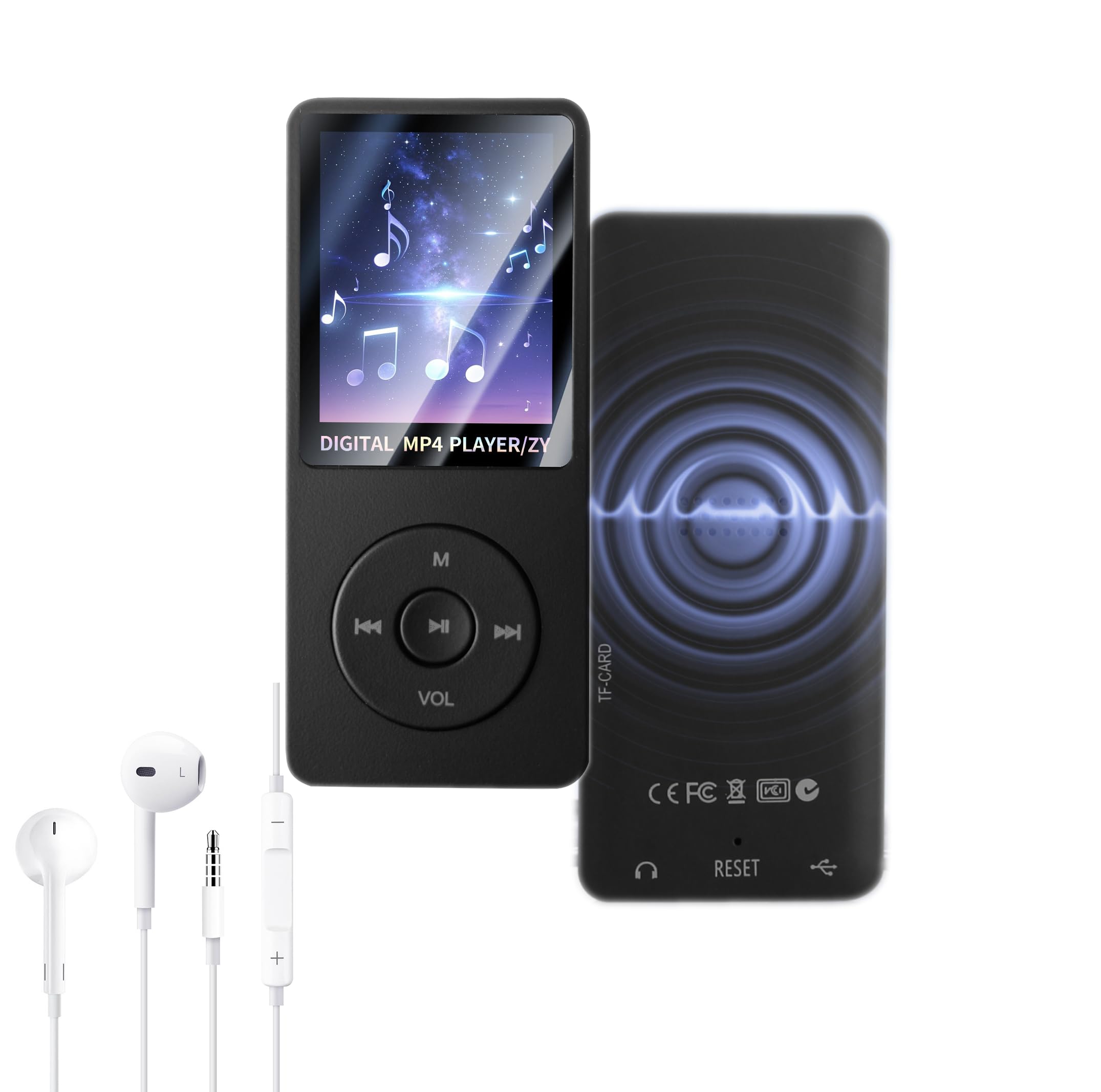 Portable MP3 Player with Dual Magnetic Speaker - Hi-Fi Lossless Audio 9-Hour Playback All-in-One MP4 Player with FM