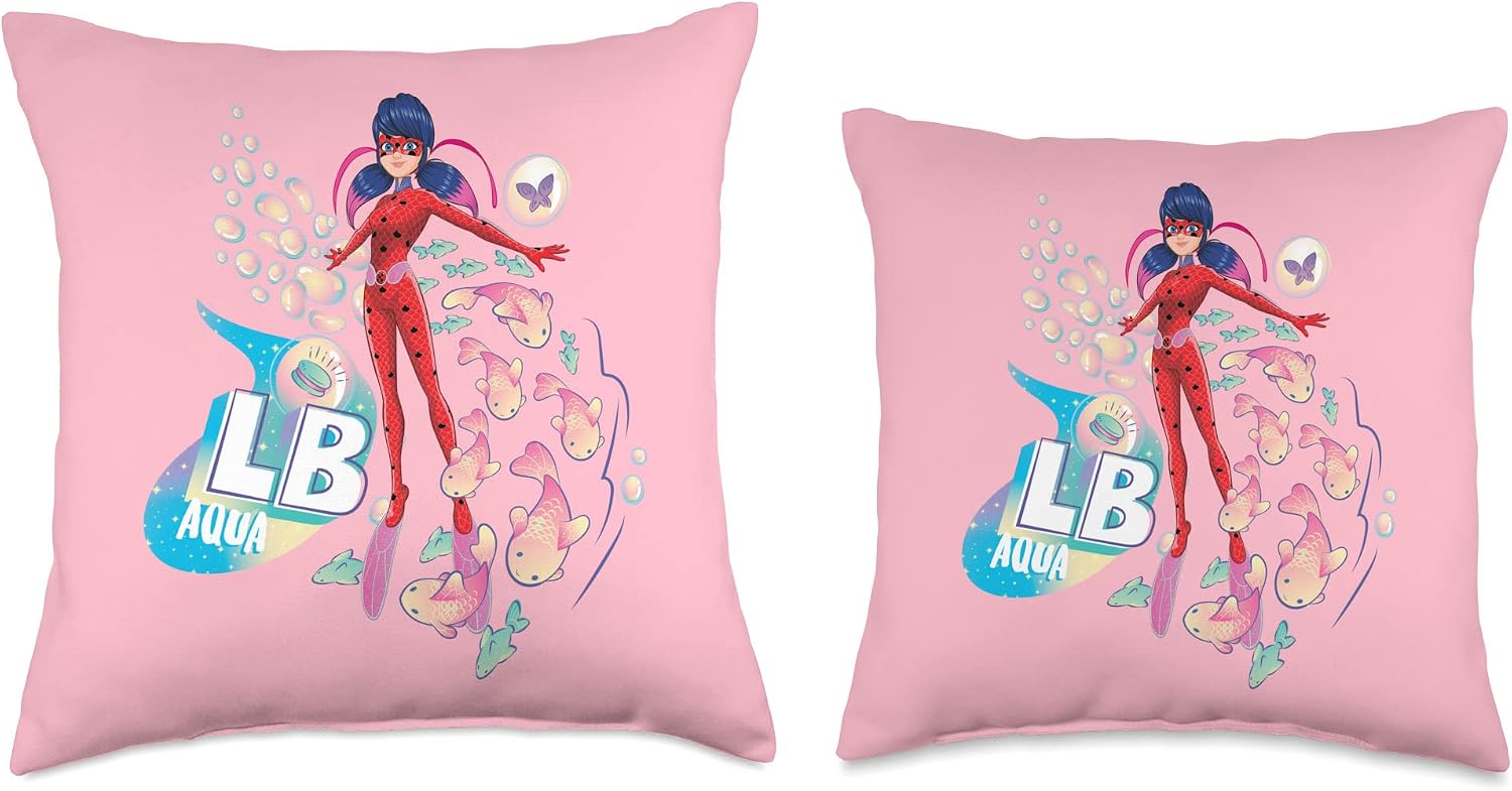Miraculous Ladybug Summer LB Aqua Throw Pillow, 16x16, Multicolor