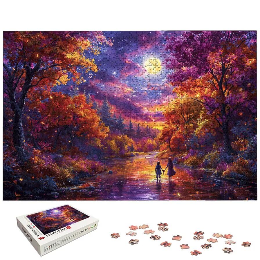 Puzzle 1000 elementów fantasy, puzzle 1000 elementów dla dorosłych i dzieci od 14 lat, krajobraz drewniane puzzle z wykwintnym pudełkiem do pakowania, dekoracja ścienna, prezent dla kobiety/mężczyzny