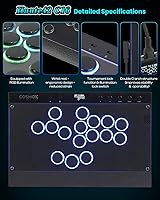 Vista 6 de Sehawei Haute42 C16 Leverless Arcade Controller - Magnetic Detachable Panel for DIY Art, RGB Button Rims, Tournament Lock Switch - Compatible with