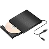 MAHAHUM External CD/DVD +/-RW Drive for Laptop, USB 3.0 & USB-C Portable CD DVD Writer Burner Reader, Ultra-Slim External DVD Drive Compatible with PC, MacBook Pro/Air, Windows 11/10/8/7, Linux(Black)
