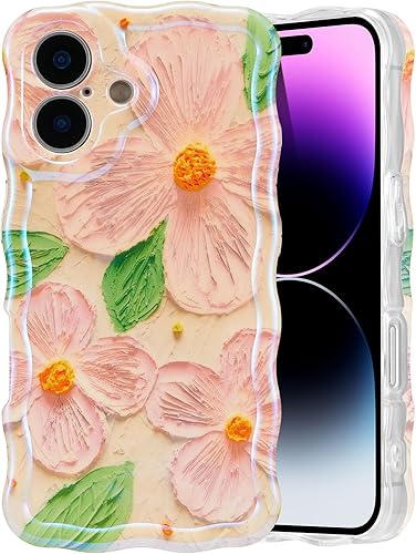 Miniatura 105 de EYZUTAK - Funda protectora de TPU para iPhone 12 Pro, estilo retro colorido, diseño láser brillante de pintura al óleo, estampado floral, borde Azul