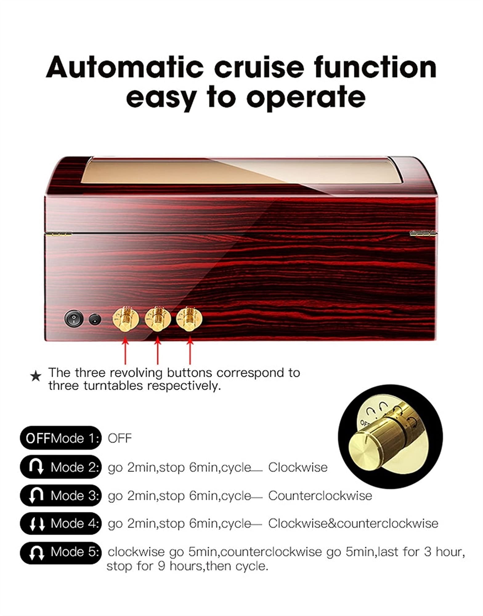 Uhrenbeweger für Automatikuhren, Aufbewahrungsbox mit superleisem Motor, 4 Rotationsmodi, flexiblem Uhrenkissen für Damen- und Herrenuhren, Schwarz + Schwarz，Black+Black