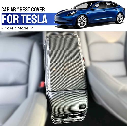 Miniatura 7 de Funda para reposabrazos de consola central de automóvil para Tesla Model Y, Tesla Model 3, accesorios 2023 2022 2021 2020 2019 2018 Accesorios para