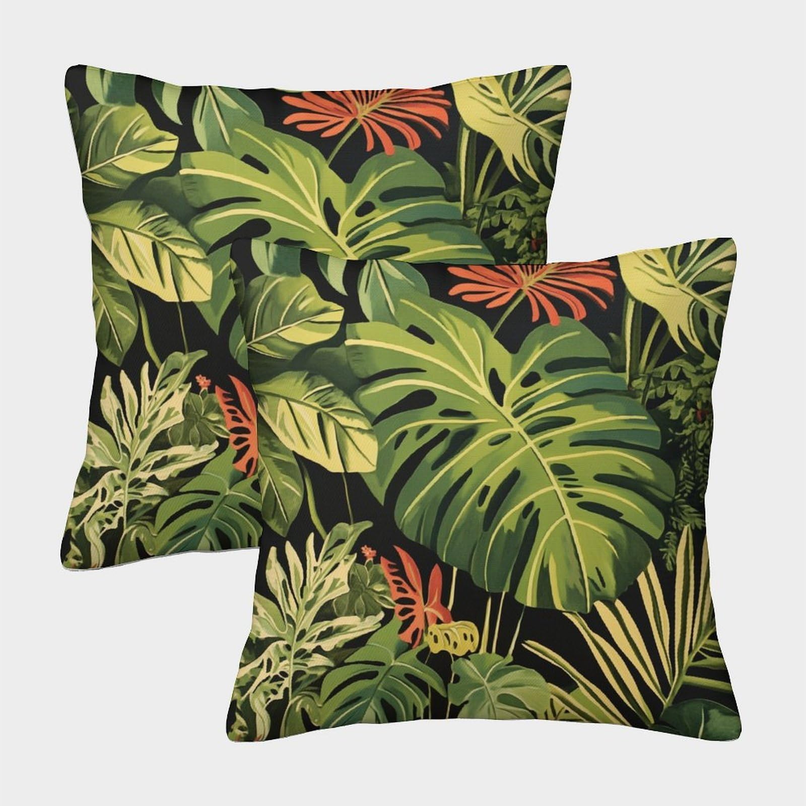 kaiyun 2 Pack Plant-Monstera 3D Cushion Cover Pillow Cover Sofa Outdoor Decoration Square 45x45cm