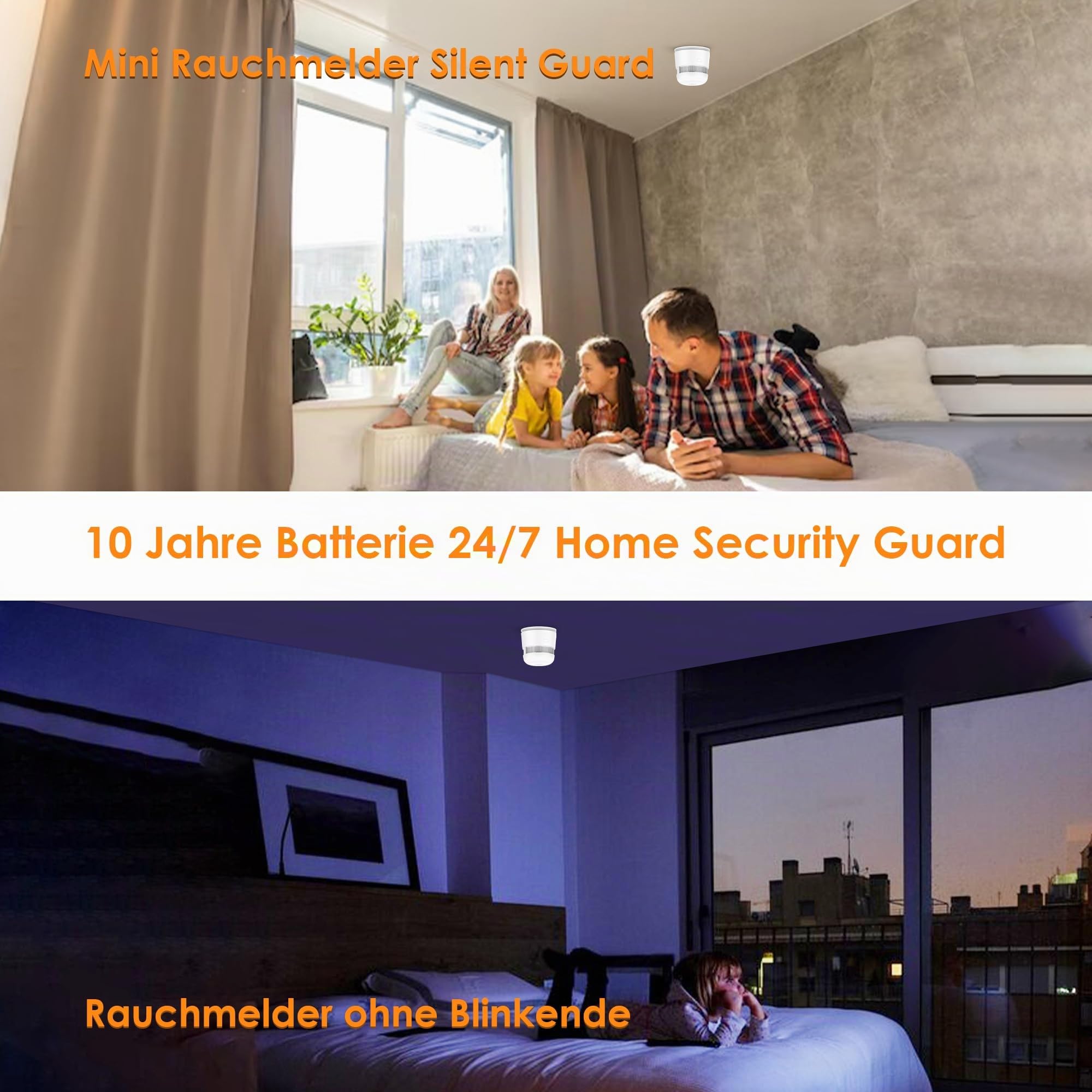 Mini Rauchmelder 10 Jahre Batterie ZR170S, EN14604 Zertifiziert, Fotoelektrischer Warnmelder, Einfache Montage Mit Nieten & Klebepad, Für Haus Wohnung Wohnmobil, 5er Set