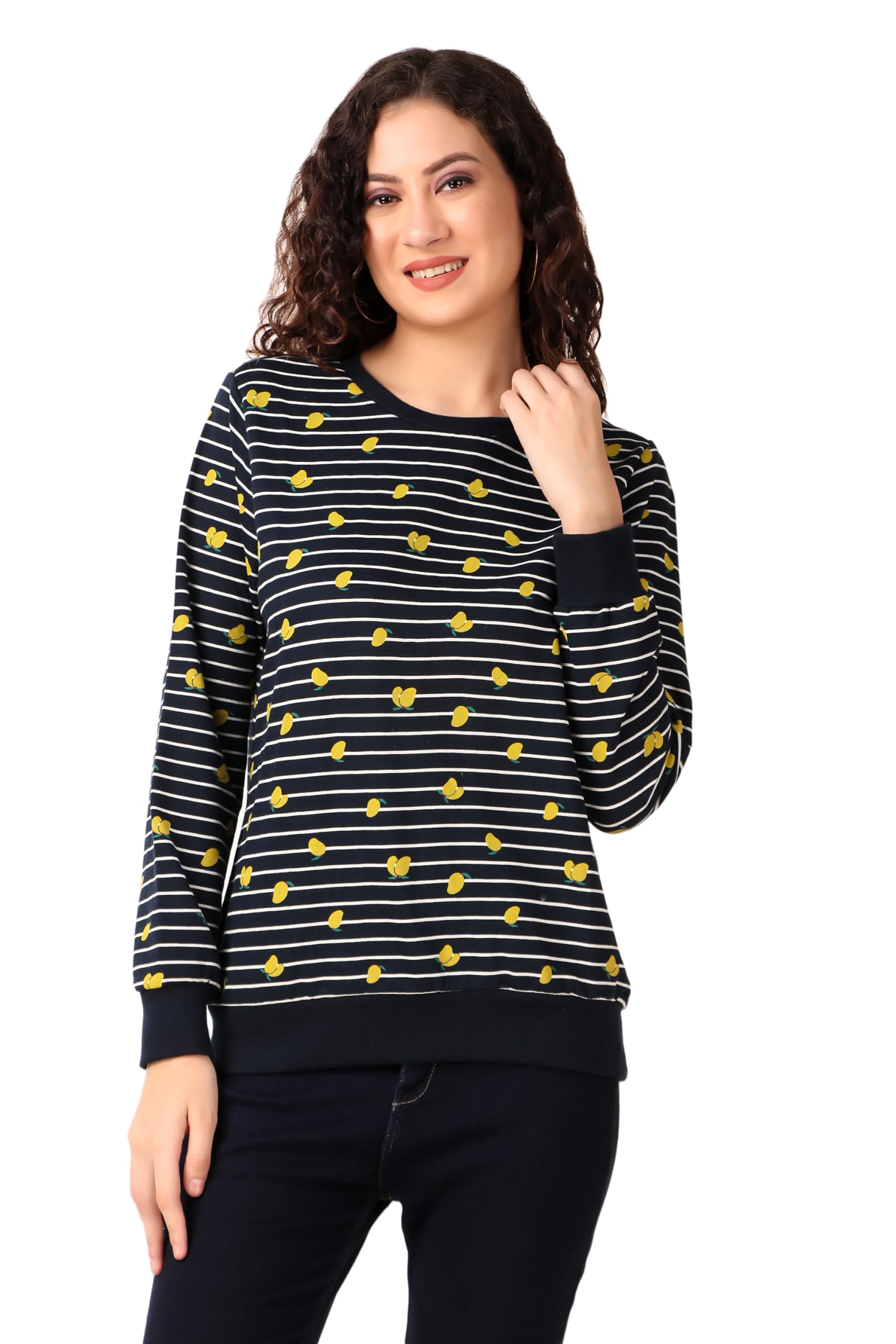 Sweatshirt for Women in Regular Fit, Printed Long Sleeve Cotton Sweatshirts for Girls Includes Plus Sizes (Size S- 5XL)
