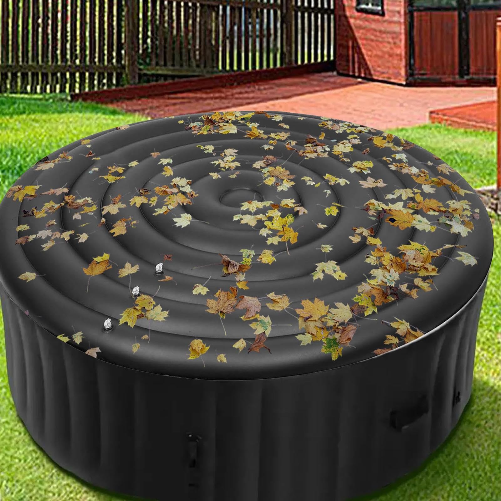 Couvercle Gonflable Rond pour Spa, Couverture Spa Économie d'Énergie, 128/158/180 cm 3 Tailles Couvercle Gonflable Réglable avec 3 Valves, Bâche Thermique de Bain À Remous Gonflable