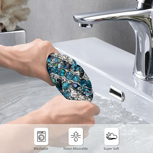 Miniatura 8 de UIHIKE Chic - Toallas de mano de cristal con diamantes de imitación, color gris plateado, turquesa, azul, ultra suave, de microfibra, altamente