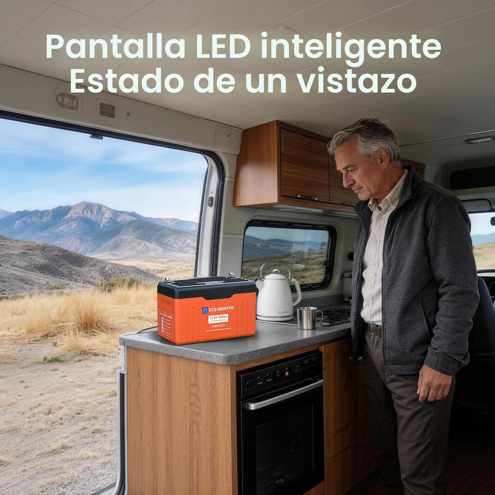 ECO-WORTHY Bateria LiFePO4 12V 314Ah EnergyTrek con Bluetooth, Indicador LED, Protección BMS de Baja Temperatura y máx. 15000 Ciclos, 4019 WH Bateria Litio 12 V para Autocaravana, Panel Solar