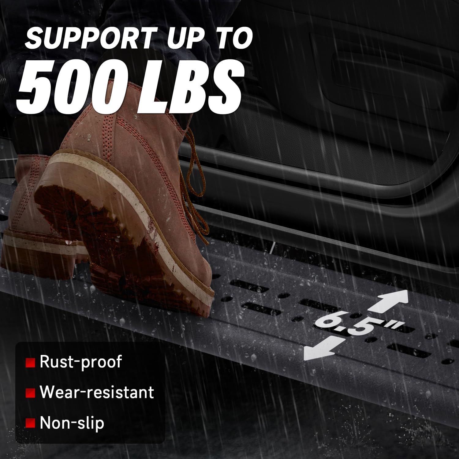 6.5" Running Boards Compatible with 2007-2018 Chevy Silverado Crew Cab, Steel Truck Side Steps Nerf Bars