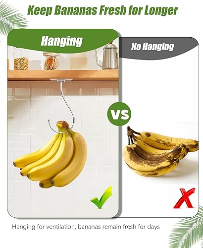 Miniatura 3 de Gancho de plátano para colgar, resistente de 13 libras (máx.), paquete de 2, colgador de plátano plegable debajo del gabinete, soporte para plátano