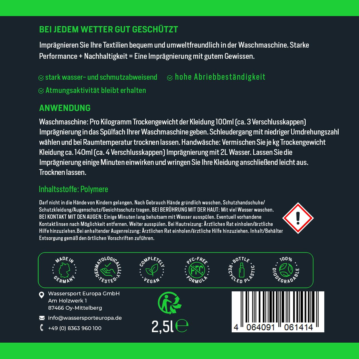 SkinStar Outdoor & Funktionskleidung Wash-In Imprägnierung 5L Textile Proof