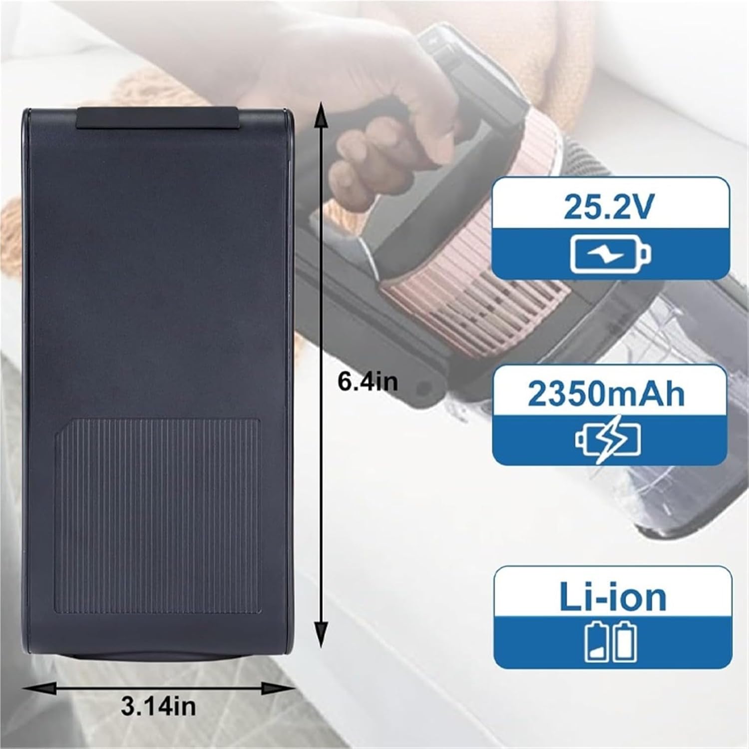 IZ862H 25.2V 2350mAh Battery Replacement，Compatible For Shark，XBATR7255LEU Compatible With IZ862H Cordless Vacuum Cleaners
