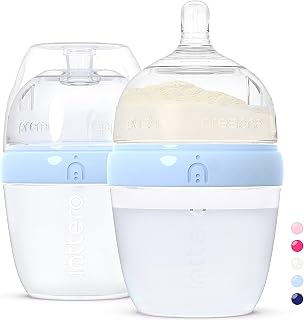 INTTERO Anti-Colic Formula Making Dispenser Baby Bottles, 6oz with Flow 1 Nipples, 2pk, Cute Blue — Formula Container to go Dispenser on The go — PopYummy Mixie Baby Brezz