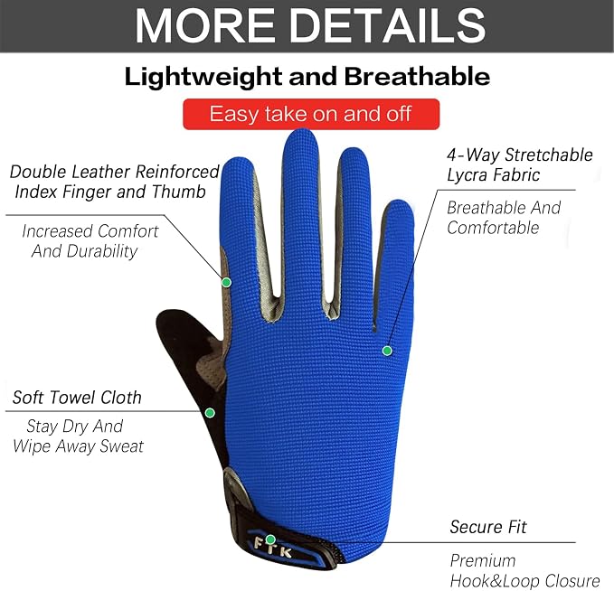 Guantes para Ciclismo FINGER TEN Niños Talla X-Large Azul miniatura 3
