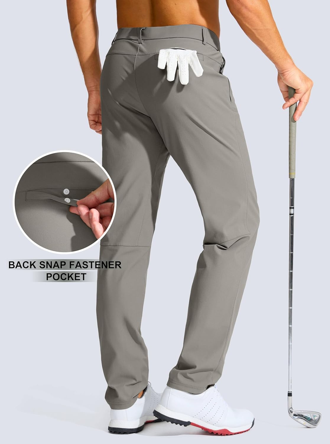 Men's Golf Pants - 30"/32"/34" Slim Fit Stretch Lightweight Dress Pants for Men with Zipper Pockets Casual Work - Image 3
