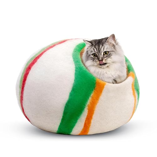 Woolygon Cama Cueva de Lana para Gatos Hecha a Mano con 100% Lana Merino