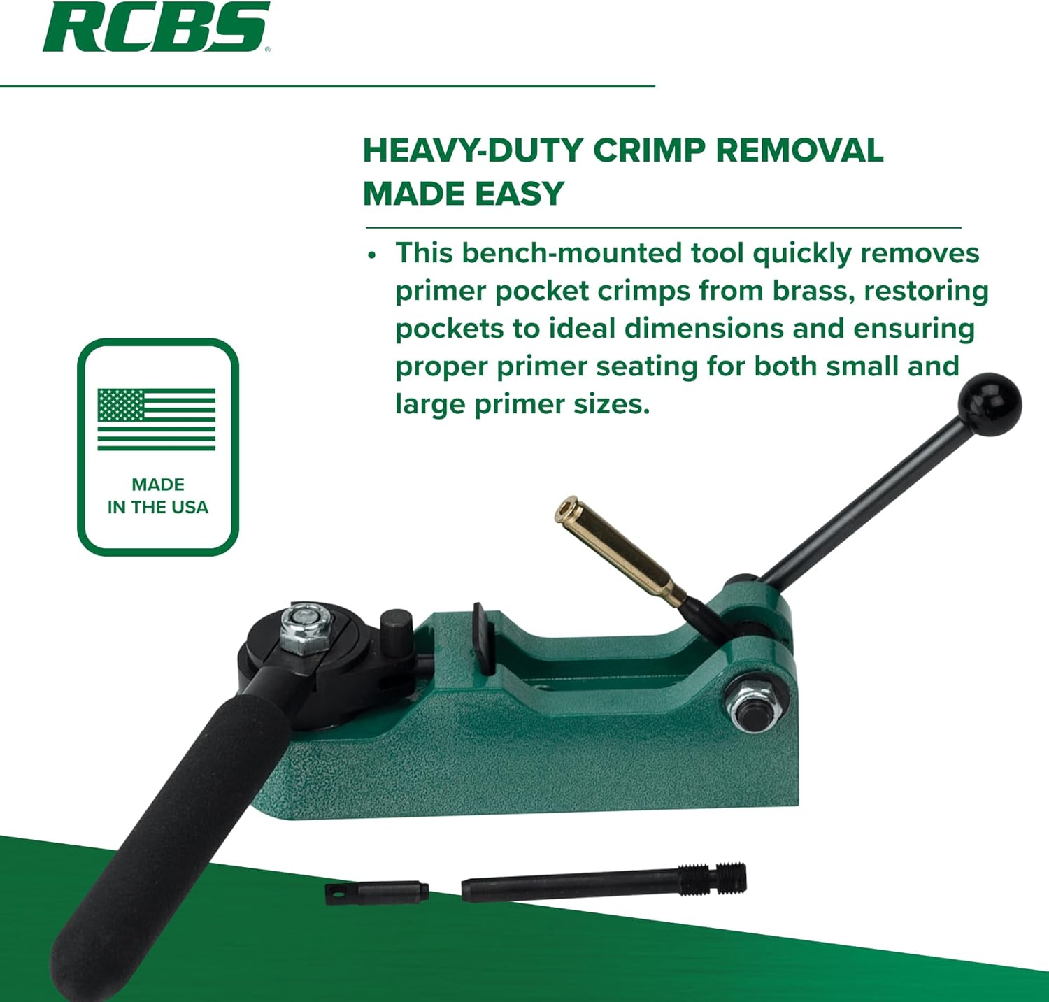 RCBS Primer Pocket Swager, Bench Tool for Removing Primer Pocket Crimps, Perfect for Reloading Military Brass