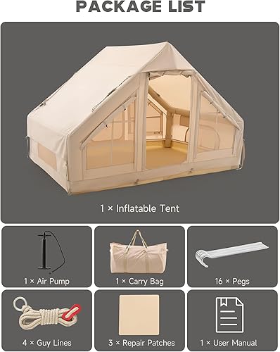 Miniatura 8 de Dartmoor Tienda de campaña inflable, tienda de campaña inflable para 4 a 6 personas con bomba, tienda de campaña inflable impermeable para