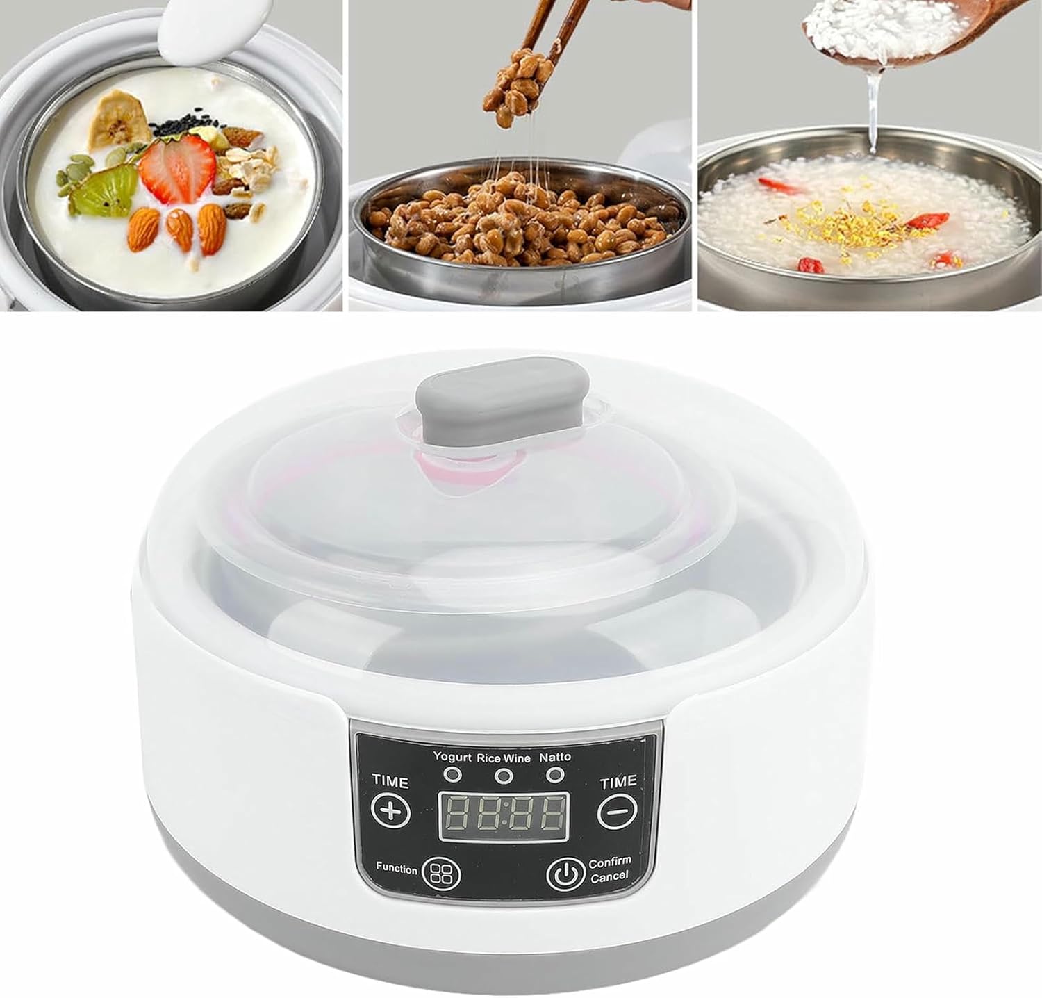 1.2L Electric Yogurt Maker Machine, Includes a 304 Stainless Steel Inner Liner and 5 Glasses, Small Home Yogurts Incubator for Home