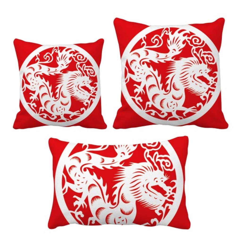 Coussin dragon zodiaque chine art décoratif avec insert pour sofa