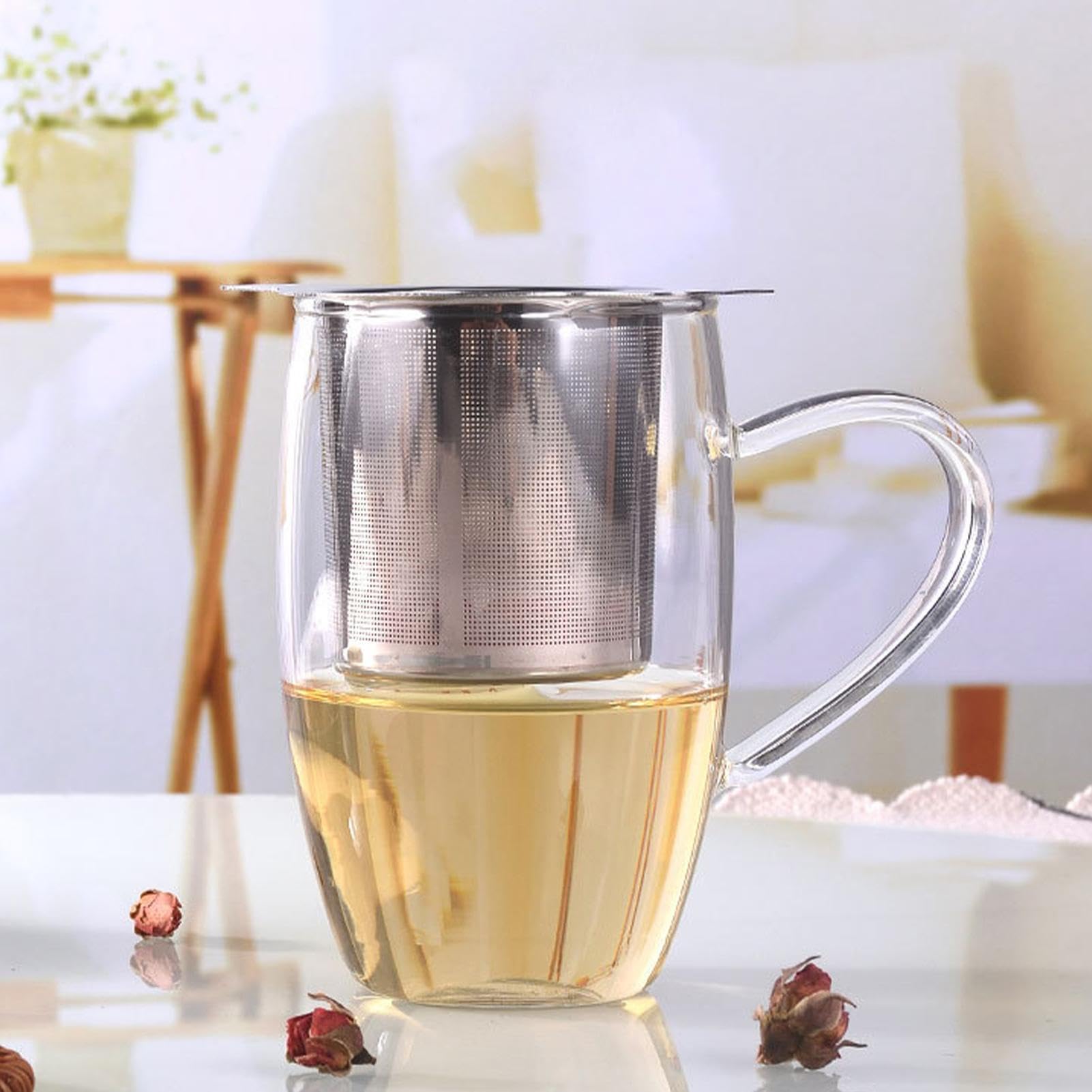 Infusore Per Tè A Manico Lungo In Acciaio Inox 304 – Set Da 2 Filtri Per Foglie Sfuse, 17,8 Cm, Fori 0,5 Mm, Antiruggine