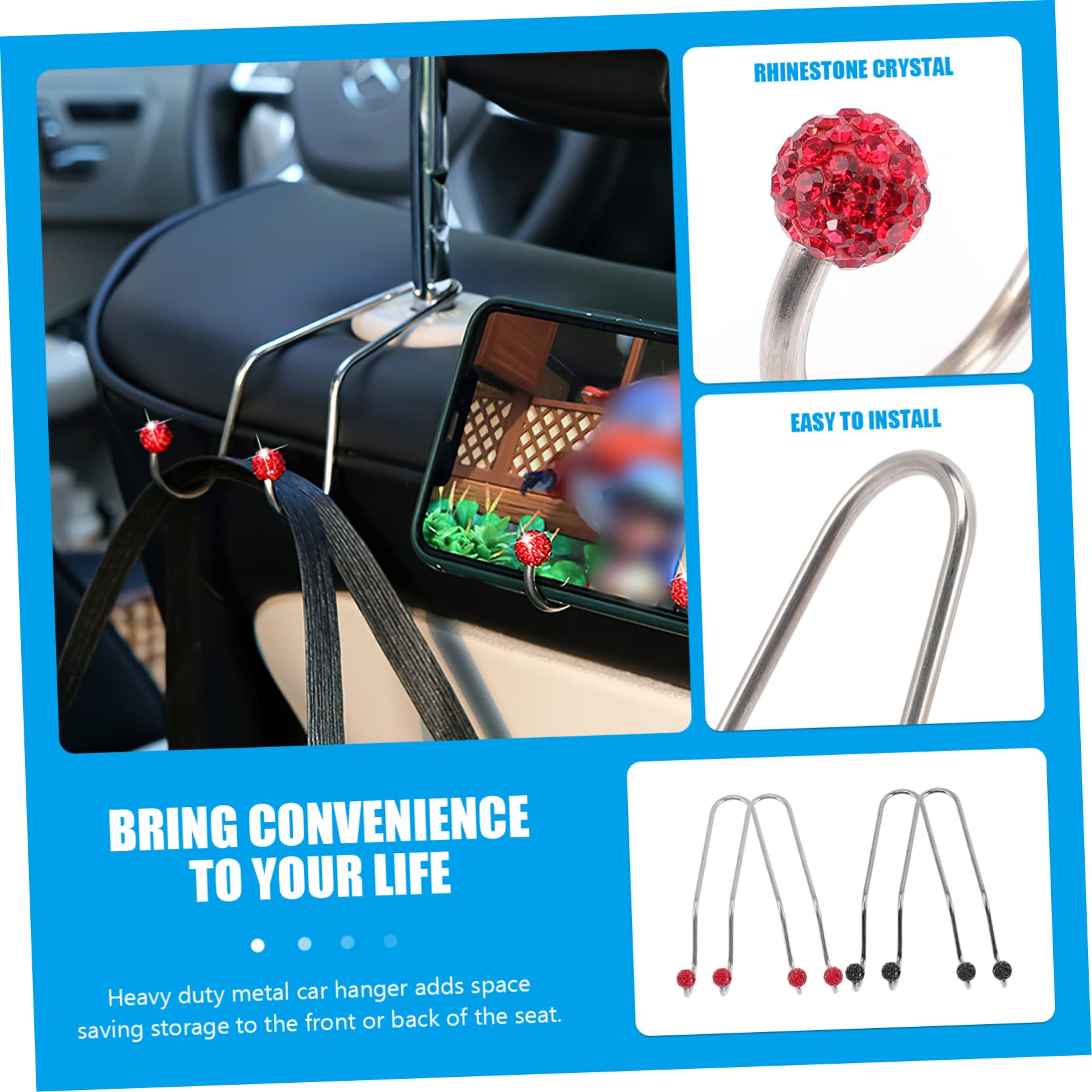 Amosfun 3 Series Gancho De Coche Reposacabezas Automático Ganchos para Asientos Traseros Colgadores De Reposacabezas Traseros De Coche Perchas para El Asiento 4 Piezas X 3