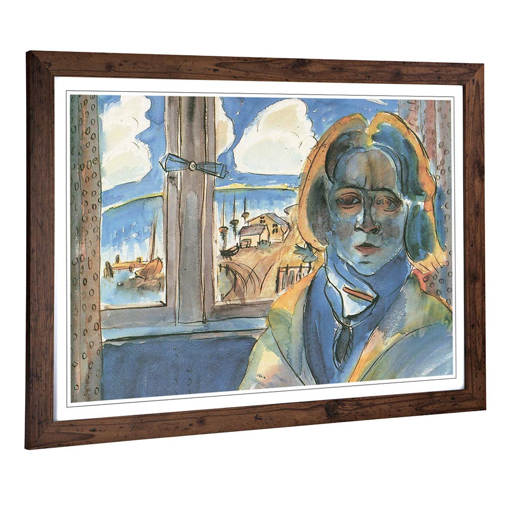 Big Box Art Framed Print of Walter Gramatte Fenster Design | Wall Art Picture | Home Decor for Kitchen, Living, Dining Room, Bedroom, Hallway, Office, Walnut, A2 / 24.5x18 Inch / 62x45cm