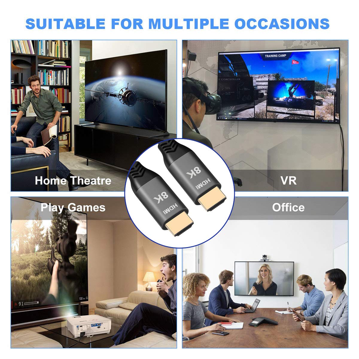 Cavo HDMI 2.1 Ultra HD UHD 8K 60hz 4K 120hz 48Gbs con Audio & Ethernet Cavo HDMI (5.0)
