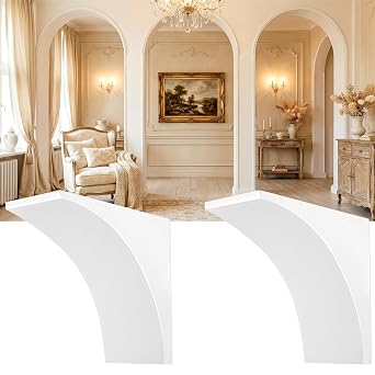 UNIFAMILY 2 Pcs Wooden Doorway Arch Kit, DIY Arch Kit for Doorway, 8.5 x 8.5 x 5IN Pre-Curved Interior Doorway, Easy DIY Installation Half Round Arch to Any Opening for Corners Decoration