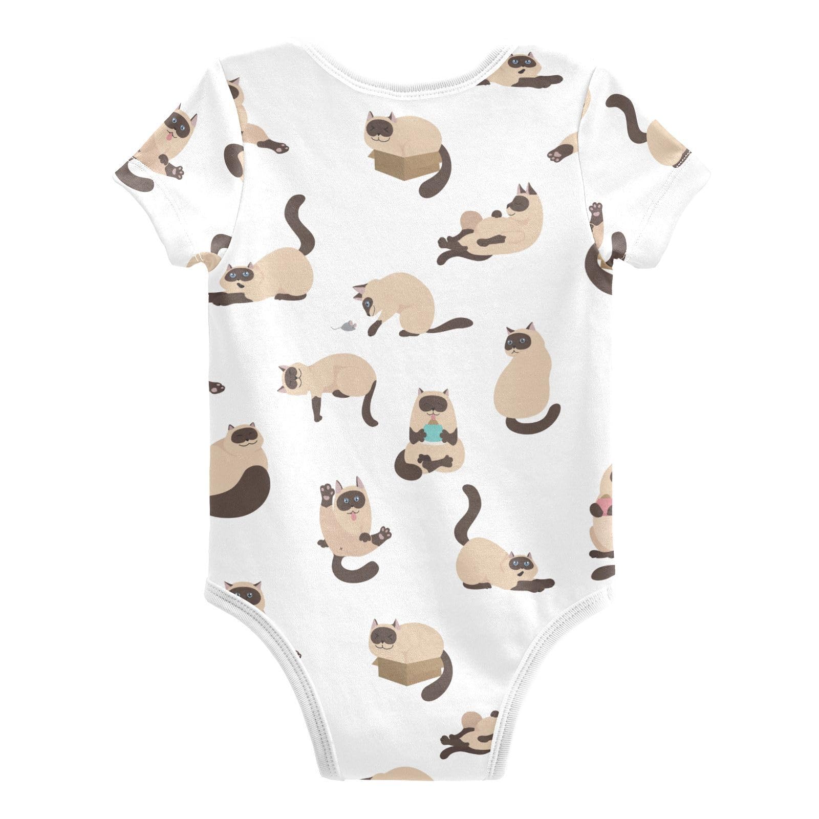vvfelixl Baby Girls' Bodysuits Siamese Colorpoint Cats Short Sleeve Cotton Baby Boy Clothes for 0-3 Months